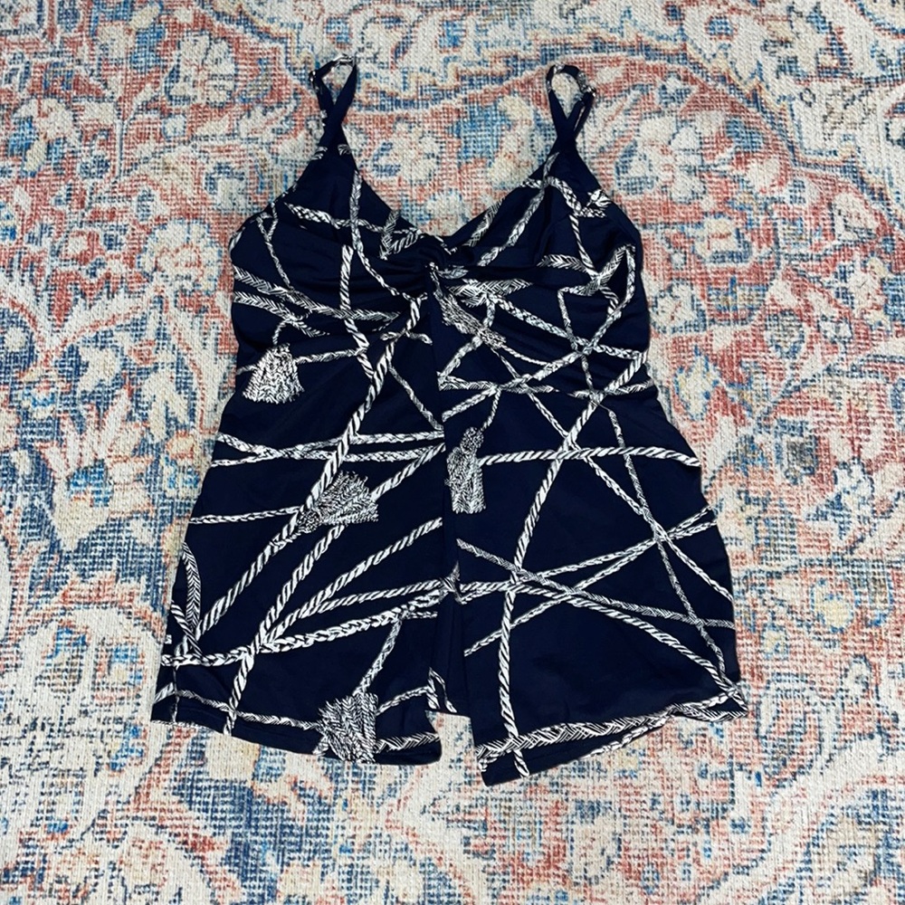 Miraclesuit Thoroughbred Love Knot Tankini Top in Midnight Blue SZ 8 EUC - Picture 3 of 6